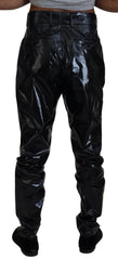 Dolce & Gabbana Black Shining Nylon Skinny Men Pants -   -  Dolce & Gabbana.