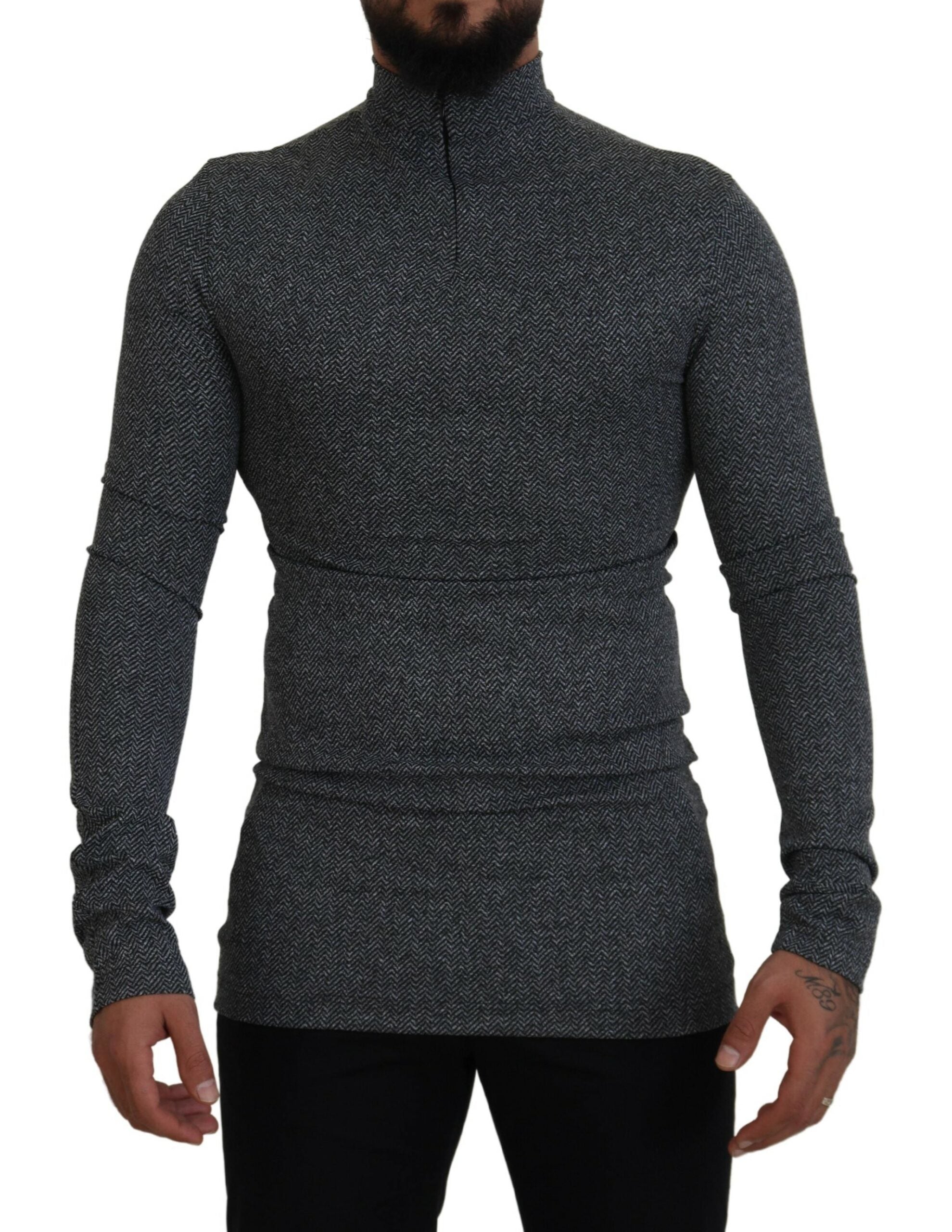 Dolce & Gabbana Dark Gray Nylon Turtleneck Pullover Sweater -   -  Dolce & Gabbana.