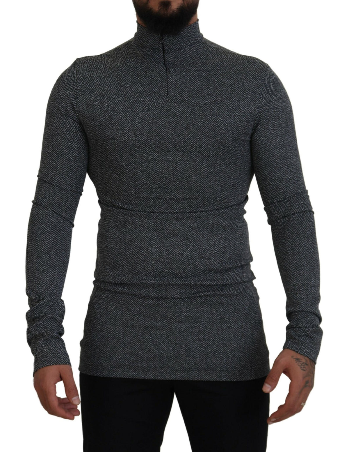Dolce & Gabbana Dark Gray Nylon Turtleneck Pullover Sweater -   -  Dolce & Gabbana.