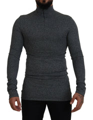 Dolce & Gabbana Dark Gray Nylon Turtleneck Pullover Sweater -   -  Dolce & Gabbana.