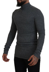 Dolce & Gabbana Dark Gray Nylon Turtleneck Pullover Sweater -   -  Dolce & Gabbana.
