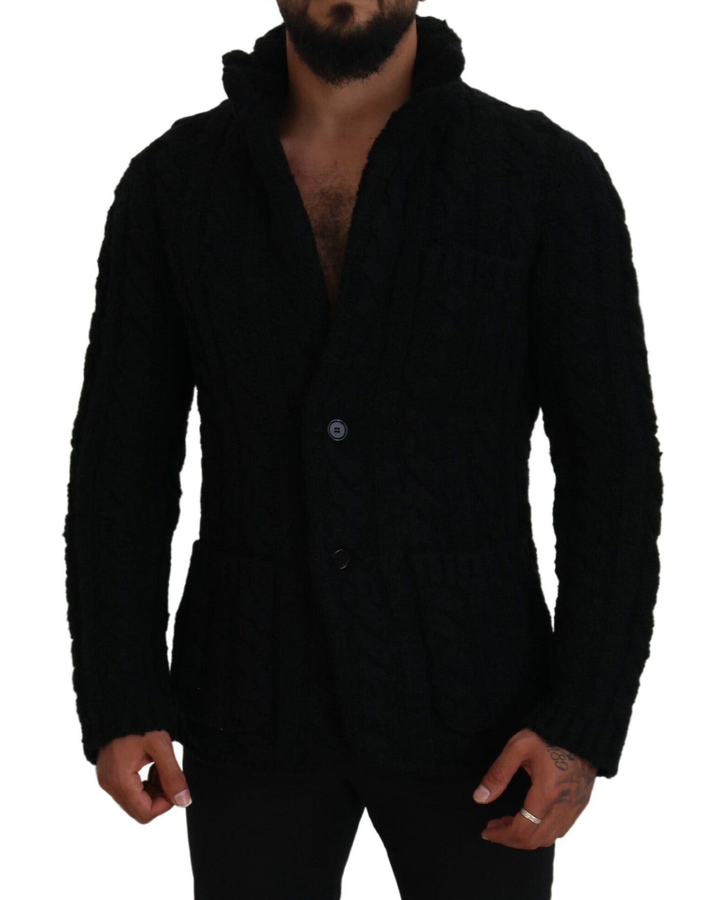 Dolce & Gabbana Black Wool Knit Button Cardigan Sweater -   -  Dolce & Gabbana. Dolce & Gabbana Black Wool Knit Button Cardigan Sweater -   -  Dolce & Gabbana.