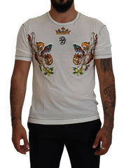 Dolce & Gabbana White Printed Short Sleeves Men T-shirt - - Dolce & Gabbana.