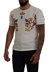 Dolce & Gabbana White Printed Short Sleeves Men T-shirt - - Dolce & Gabbana.