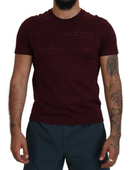 Dolce & Gabbana Maroon Printed Short Sleeves Men T-shirt - - Dolce & Gabbana.