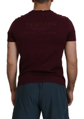 Dolce & Gabbana Maroon Printed Short Sleeves Men T-shirt - - Dolce & Gabbana.