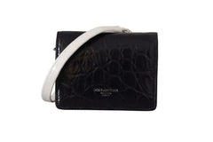 Dolce & Gabbana Blue White Caiman Leather Strap Card Holder Wallet -  Leather Wallet for Men -  Dolce & Gabbana.