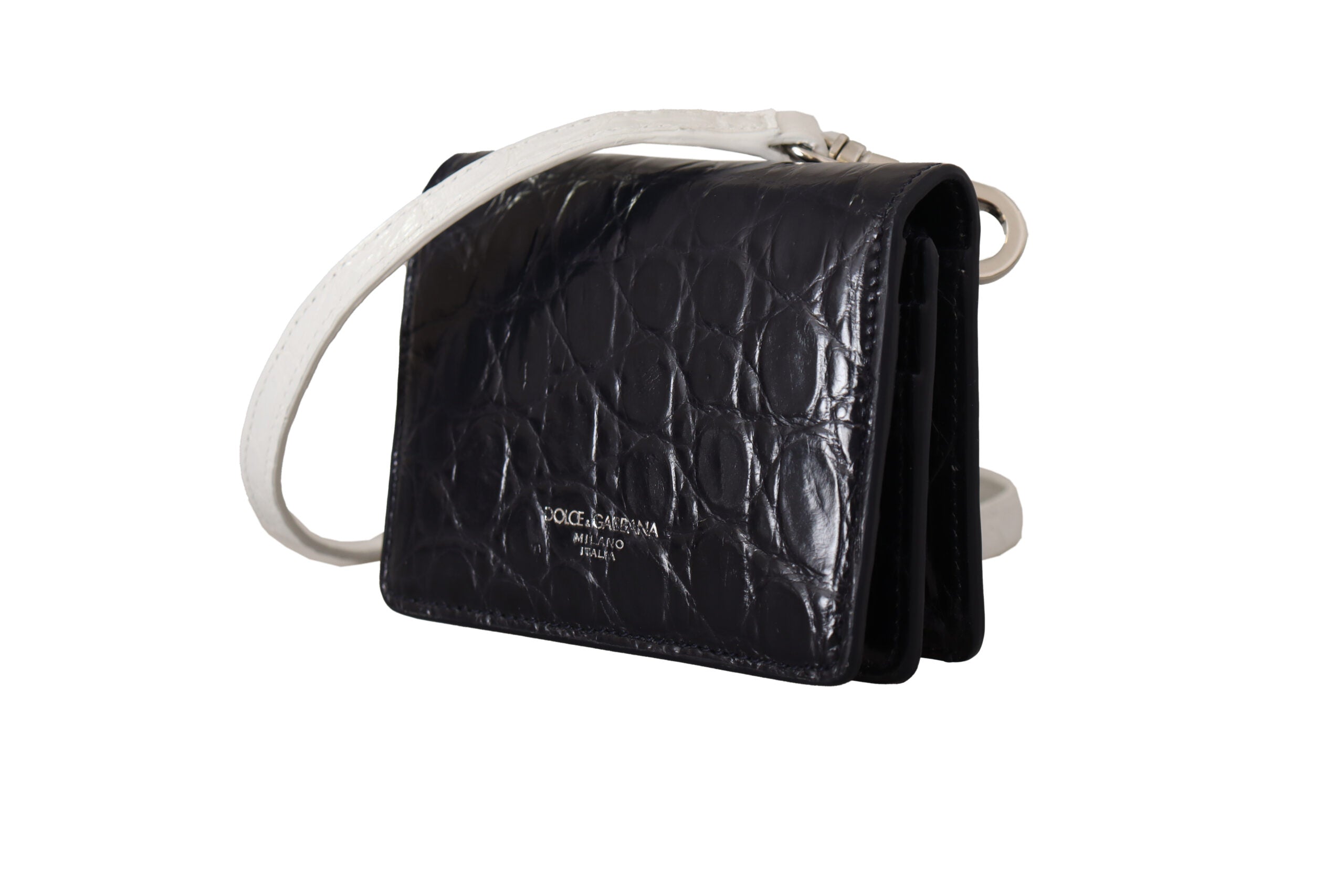 Dolce & Gabbana Blue White Caiman Leather Strap Card Holder Wallet -  Leather Wallet for Men -  Dolce & Gabbana. Dolce & Gabbana Blue White Caiman Leather Strap Card Holder Wallet -  Leather Wallet for Men -  Dolce & Gabbana.