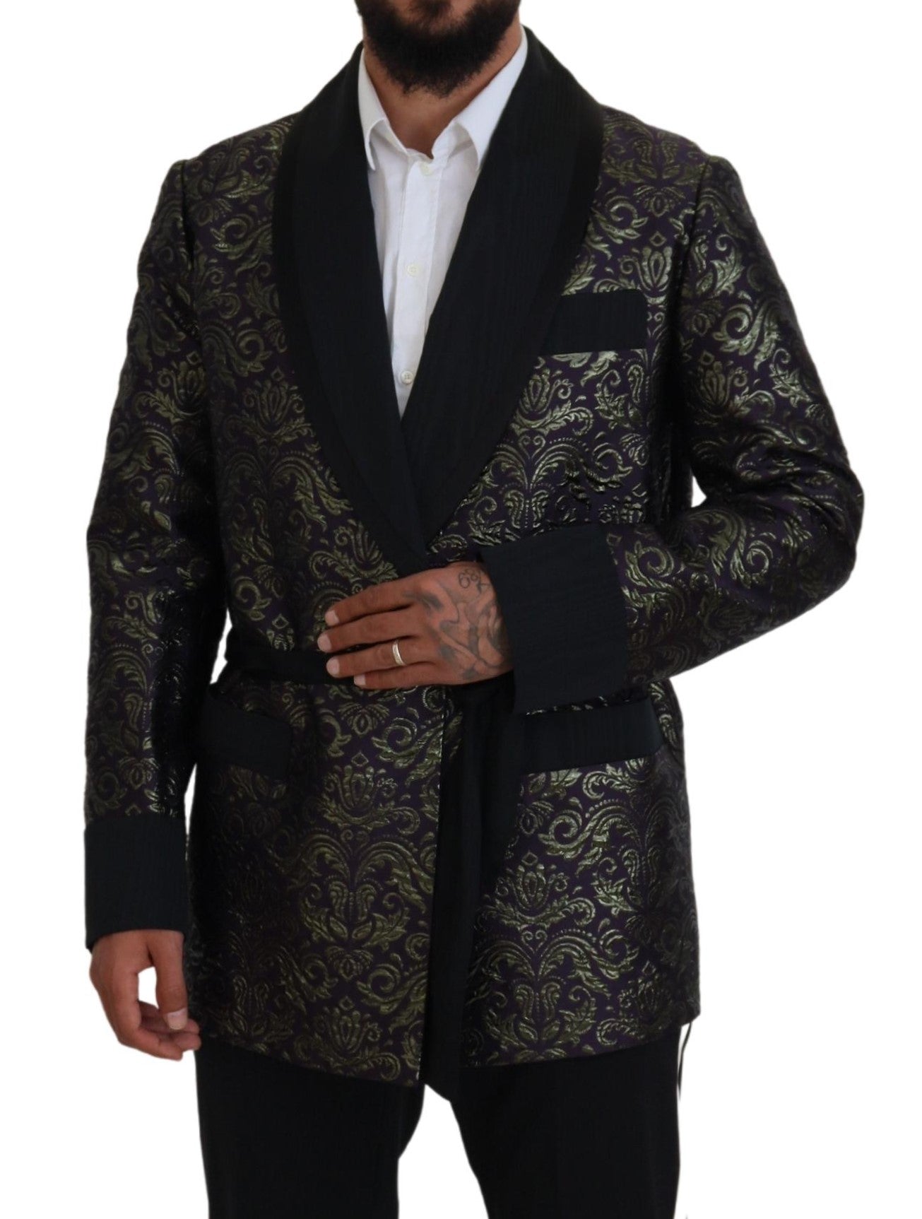 Dolce & Gabbana Gold Purple Baroque Jacket Blazer Robe -   -  Dolce & Gabbana. Dolce & Gabbana Gold Purple Baroque Jacket Blazer Robe -   -  Dolce & Gabbana.