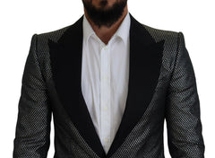 Dolce & Gabbana Black Silver Jacquard Slim Fit Jacket Blazer -   -  Dolce & Gabbana.
