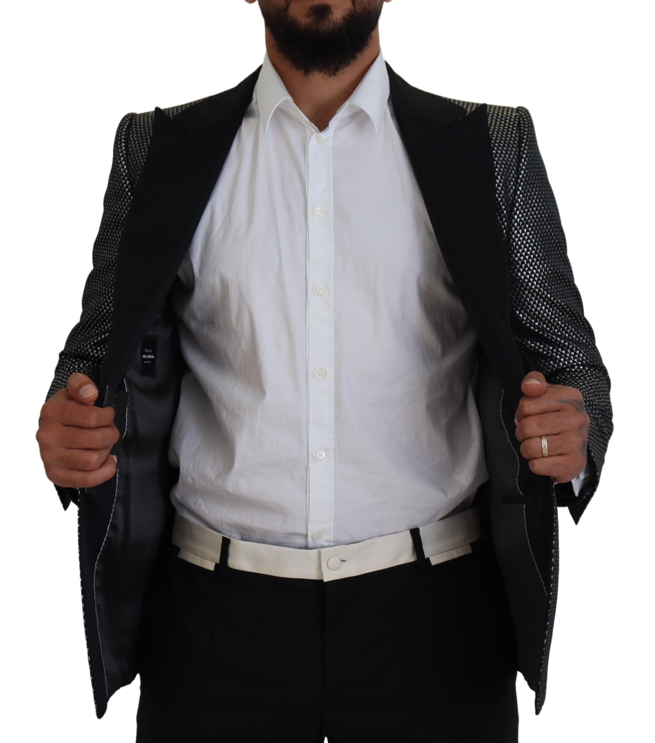 Dolce & Gabbana Black Silver Jacquard Slim Fit Jacket Blazer -   -  Dolce & Gabbana. Dolce & Gabbana Black Silver Jacquard Slim Fit Jacket Blazer -   -  Dolce & Gabbana.