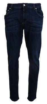 Dolce & Gabbana Dark Blue Cotton Denim SKINNY Jeans -   -  Dolce & Gabbana.