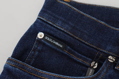 Dolce & Gabbana Dark Blue Cotton Denim SKINNY Jeans -   -  Dolce & Gabbana.