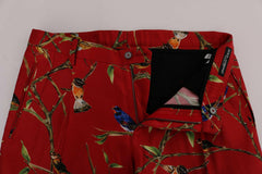 Dolce & Gabbana Red Silk Bird Print Dress Pants -   -  Dolce & Gabbana.