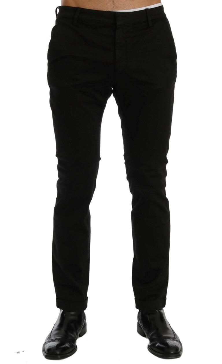 Costume National Black Slim Fit Cotton Stretch Pants -   -  Costume National.