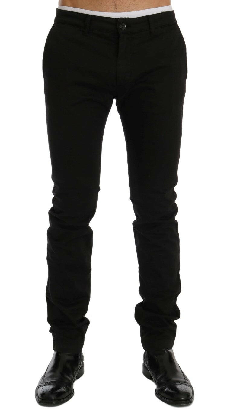 GF Ferre Black Cotton Stretch Chinos Pants -   -  GF Ferre.