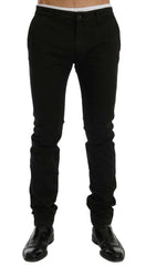 GF Ferre Black Cotton Stretch Chinos Pants -   -  GF Ferre.