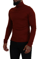 Dolce & Gabbana Maroon Cotton Turtle Neck Zip Sweater -   -  Dolce & Gabbana.
