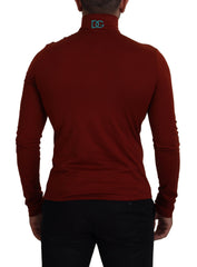 Dolce & Gabbana Maroon Cotton Turtle Neck Zip Sweater -   -  Dolce & Gabbana.