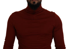 Dolce & Gabbana Maroon Cotton Turtle Neck Zip Sweater -   -  Dolce & Gabbana.