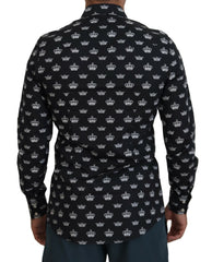 Dolce & Gabbana Black Crown Print GOLD Slim Shirt -   -  Dolce & Gabbana.