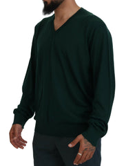 Dolce & Gabbana Green Cashmere V-neck Pullover Sweater -   -  Dolce & Gabbana.
