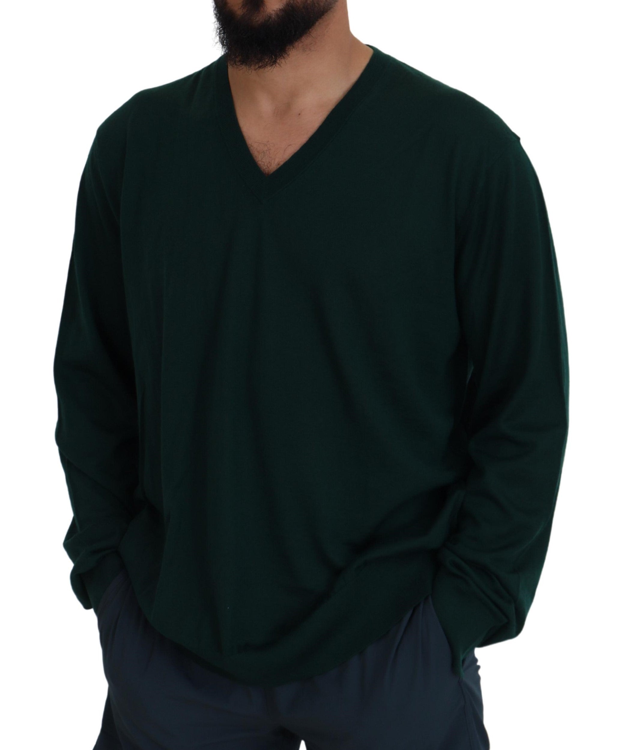 Dolce & Gabbana Green Cashmere V-neck Pullover Sweater -   -  Dolce & Gabbana. Dolce & Gabbana Green Cashmere V-neck Pullover Sweater -   -  Dolce & Gabbana.