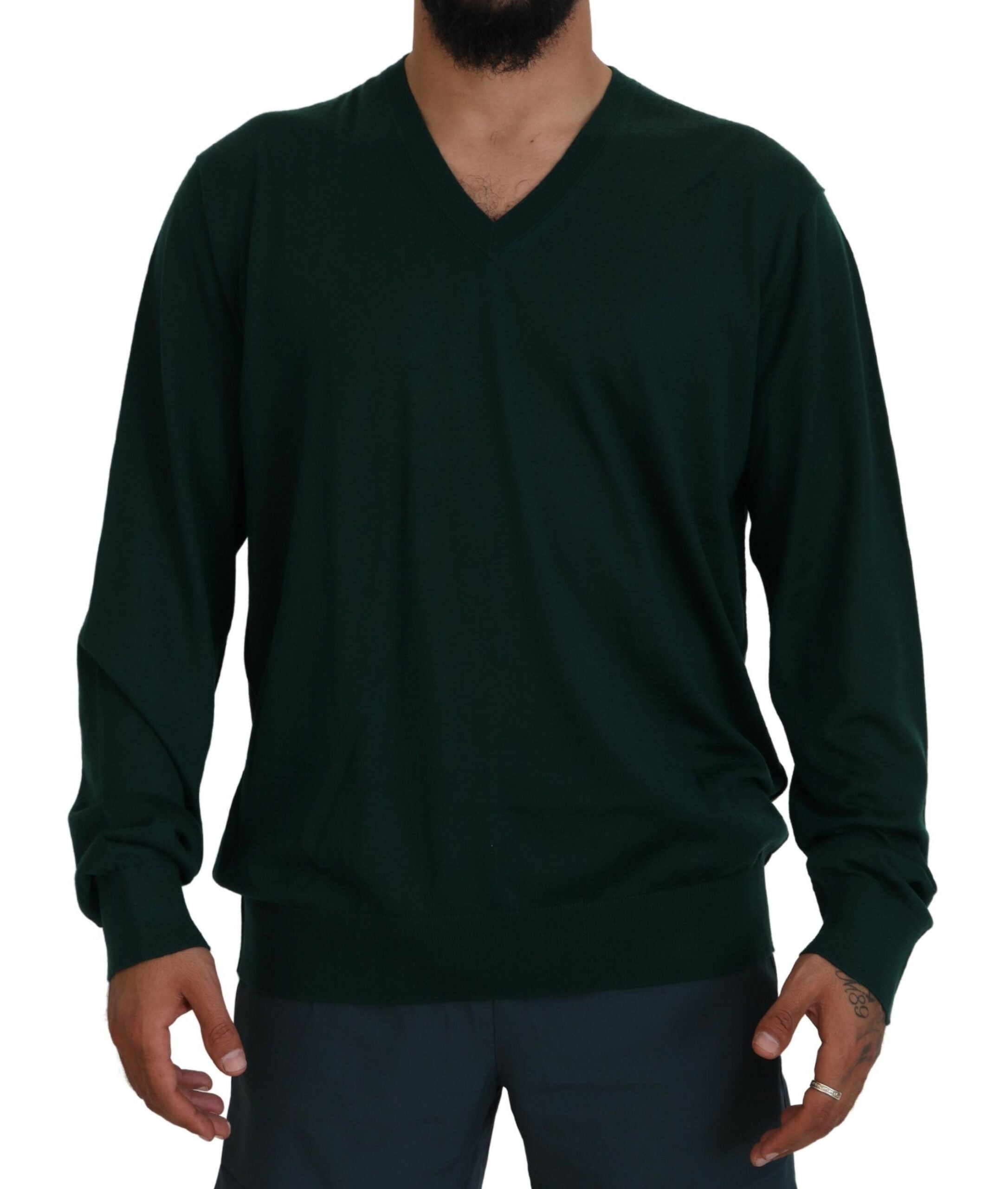 Dolce & Gabbana Green Cashmere V-neck Pullover Sweater -   -  Dolce & Gabbana.