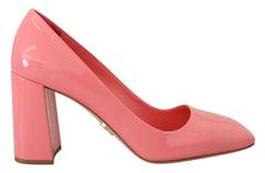 Prada Pink Patent Leather Block Heels Pumps Classic -   -  Prada.