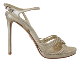 Prada Gold Leather Sandals Ankle Strap Heels Stiletto Sandal -   -  Prada.