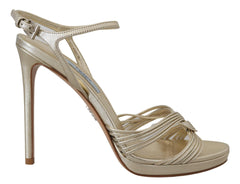Prada Gold Leather Sandals Ankle Strap Heels Stiletto Sandal -   -  Prada.