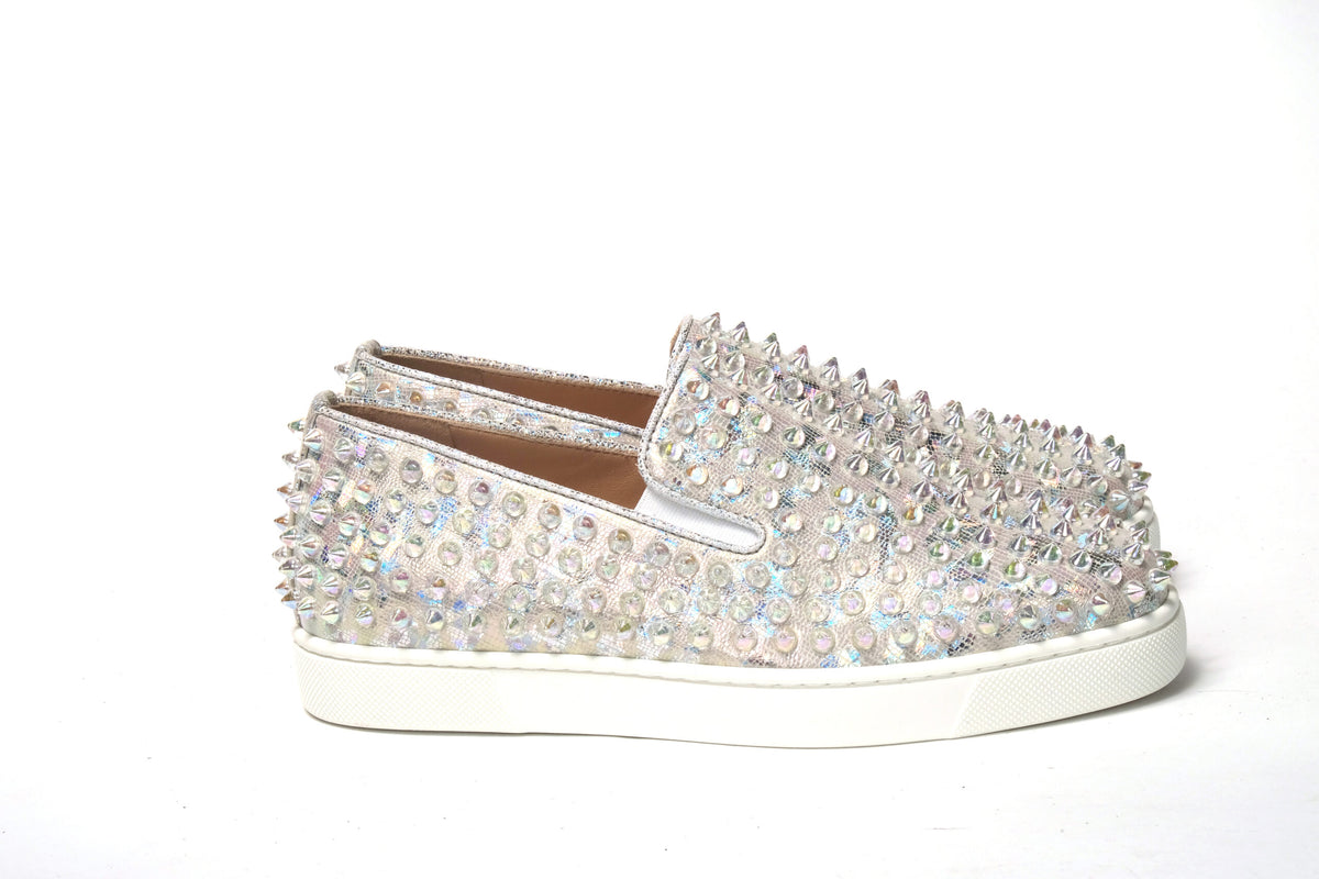 Christian Louboutin White Ab/Clear Ab Roller Boat Woman Flat Sneaker -   -  Christian Louboutin.