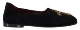 Dolce & Gabbana Black Suede Gold Cross Slip On Loafers Shoes -   -  Dolce & Gabbana.