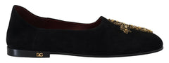 Dolce & Gabbana Black Suede Gold Cross Slip On Loafers Shoes -   -  Dolce & Gabbana.