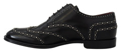 Dolce & Gabbana Black Leather Derby Dress Studded Shoes -   -  Dolce & Gabbana.