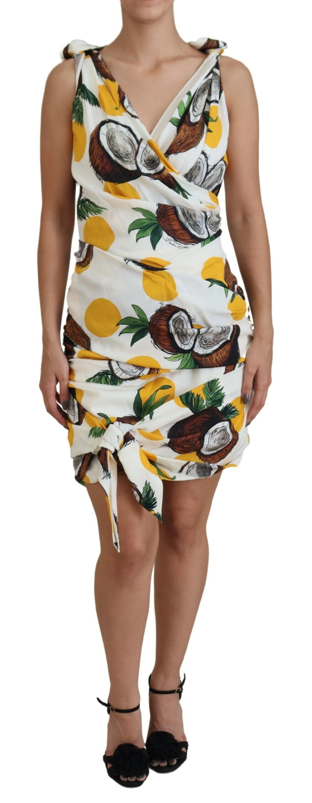 Dolce & Gabbana White Coconut Print Sheath Mini Silk Dress -   -  Dolce & Gabbana.