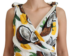 Dolce & Gabbana White Coconut Print Sheath Mini Silk Dress -   -  Dolce & Gabbana.