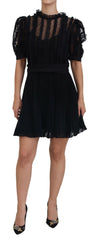Dolce & Gabbana Black Lace Trim A-line Mini Nylon Dress -   -  Dolce & Gabbana.