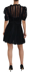 Dolce & Gabbana Black Lace Trim A-line Mini Nylon Dress -   -  Dolce & Gabbana.