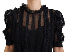 Dolce & Gabbana Black Lace Trim A-line Mini Nylon Dress -   -  Dolce & Gabbana.