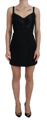 Dolce & Gabbana Black Fit Wool Stretch Sheath Mini Dress -   -  Dolce & Gabbana.