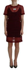 Dolce & Gabbana Maroon Nylon Two Layer Shift Mini Dress -   -  Dolce & Gabbana.