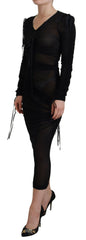 Dolce & Gabbana Black Viscose Bodycon Sheath Midi Dress -   -  Dolce & Gabbana.