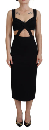 Dolce & Gabbana Black Viscose Bodycon Sheath Midi Dress -   -  Dolce & Gabbana.