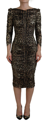 Dolce & Gabbana Multicolor Leopard Bodycon Sheath Midi Dress -   -  Dolce & Gabbana.