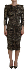 Dolce & Gabbana Multicolor Leopard Bodycon Sheath Midi Dress -   -  Dolce & Gabbana.