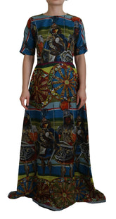 Dolce & Gabbana Multicolor Sicily Silk A-line Long Gown Dress -   -  Dolce & Gabbana.
