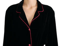 Dolce & Gabbana Black Button Belted Blazer Viscose Jacket -   -  Dolce & Gabbana.