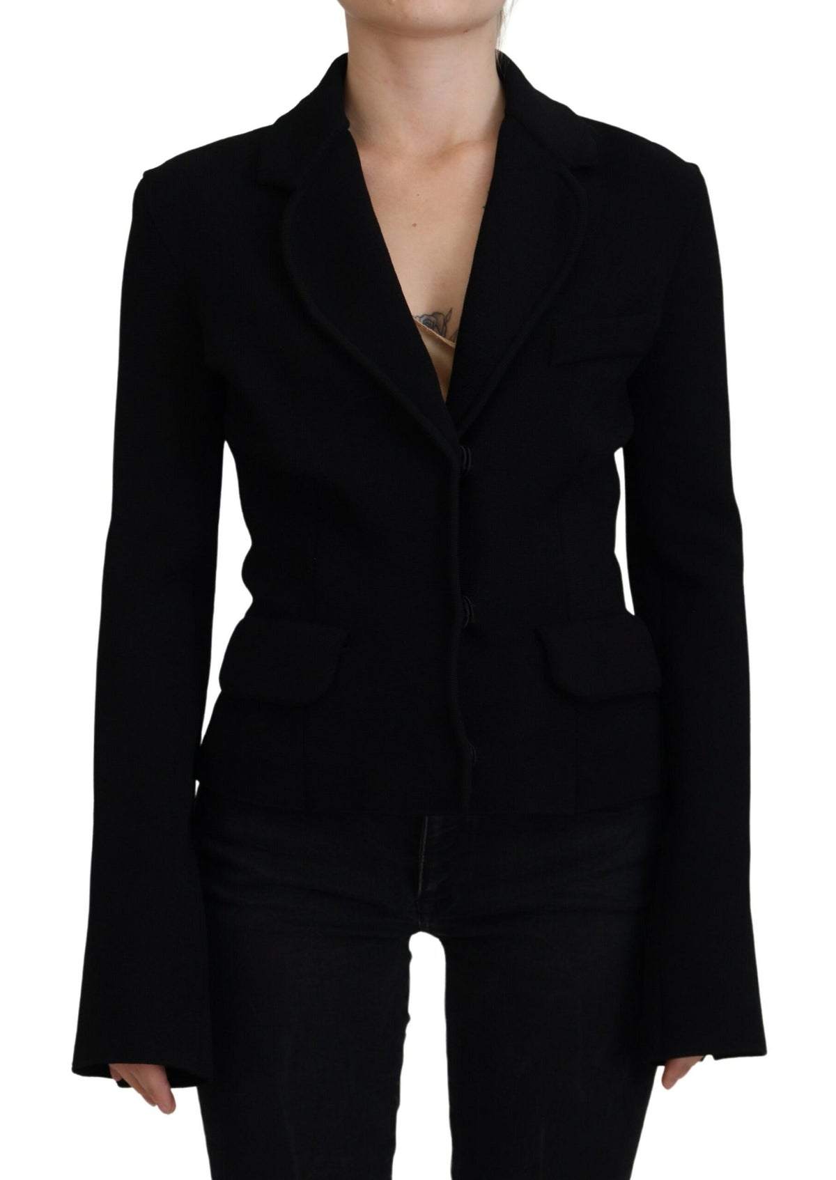Dolce & Gabbana Black Button Cardigan Blazer Viscose Jacket -   -  Dolce & Gabbana.