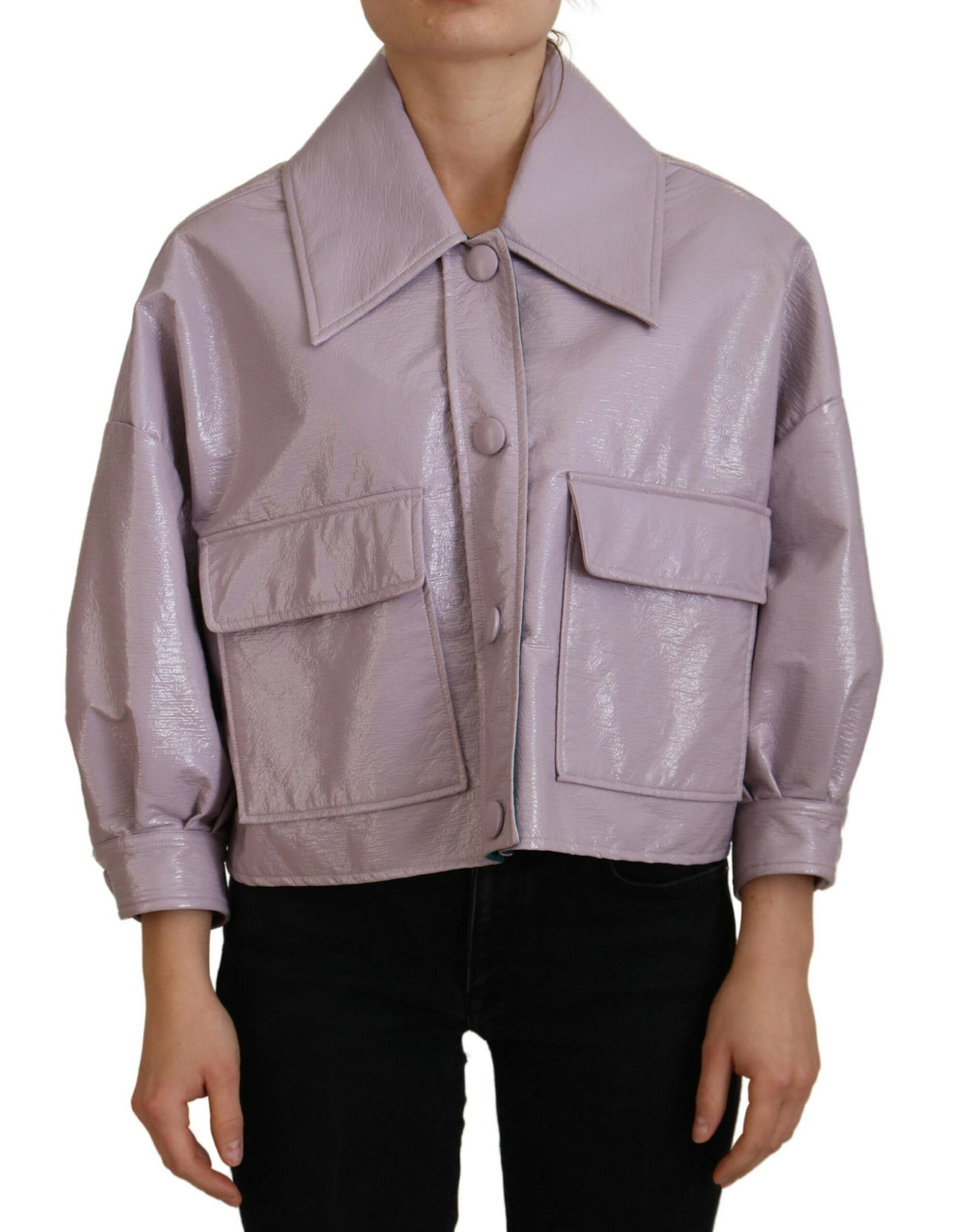 Dolce & Gabbana Purple Cotton Button Down Cropped Jacket -   -  Dolce & Gabbana.
